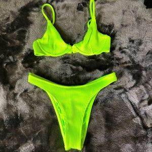 neon green bikini set